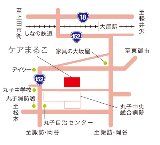 ケアまるこまでの地図