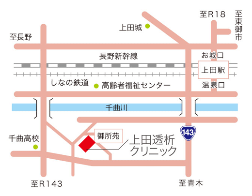 上田透析クリニックまでの地図